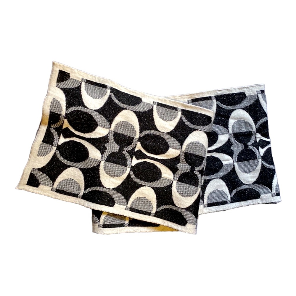 Coach glitter black and white wool scarf
